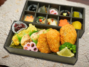 鶏照焼三元豚ひれかつ二段重